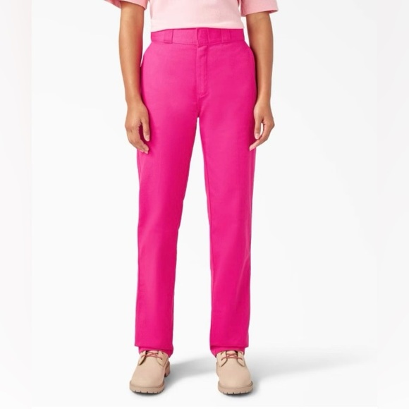 Dickies 874 Breast Cancer Awareness Hot Pink Work Pants Womens Size 2 - Picture 1 of 11